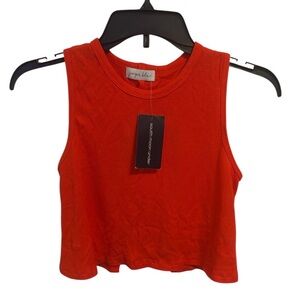 Jennifer Blue Red Ribbed Sleeveless Tank Top